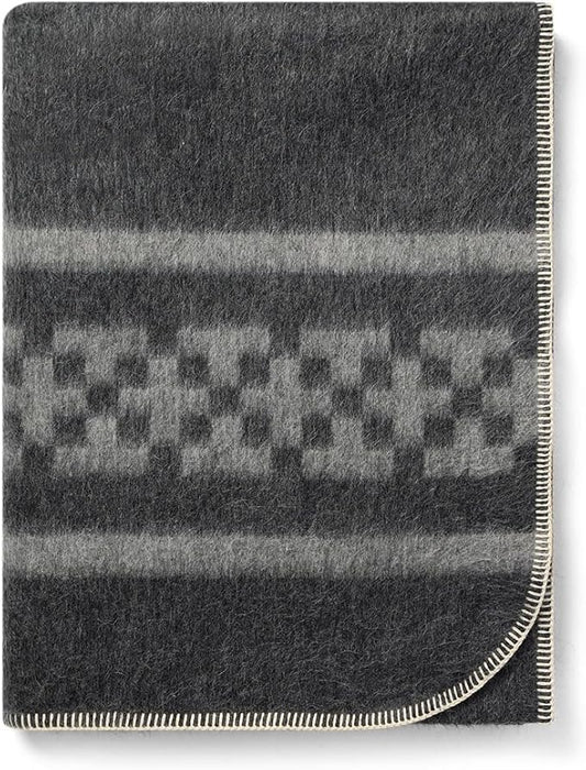 Inca Wall - Thick Alpaca Wool Blanket Heavyweight Camping Outdoors Indoors Soft Peru Twin Size New Ethnic Design (Dark Gray/Soft Gray, Twin Size)