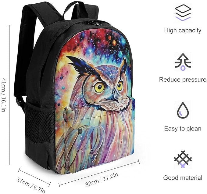 Lightweight Rucksacks for Climbing Outdoors Walking Cycling, Large Capacity Anti-Theft Multipurpose Carry On Bag, Owl Space Cartoon Camping Outdoor Backpack