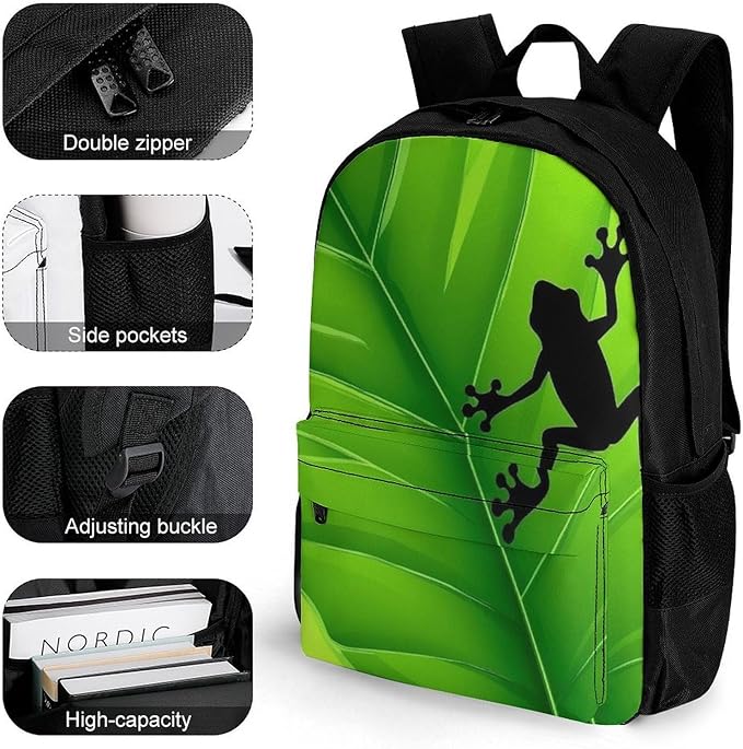 Rucksacks Lightweight Multipurpose Anti-Theft Green Leaf Frog Shoulder Bag Big Capacity Traveling Camping Backpack With Side Pockets