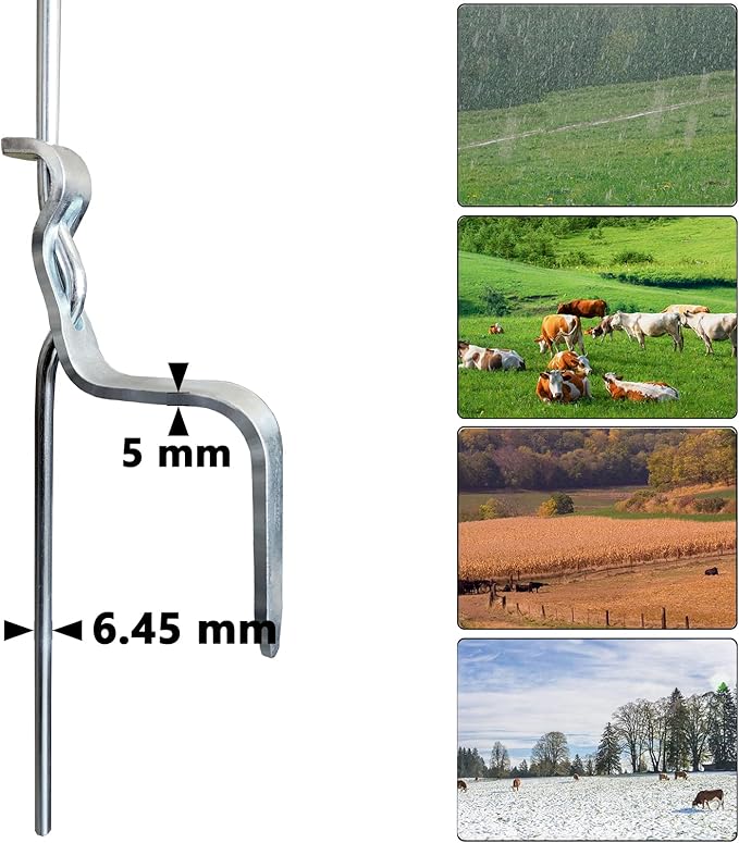 ARIFARO Step in Fence Post 41 Inch Electric Pig Tail Step-in Fence Post,Metal Fencing Poles for Control of Most Animals Pack of 30, White