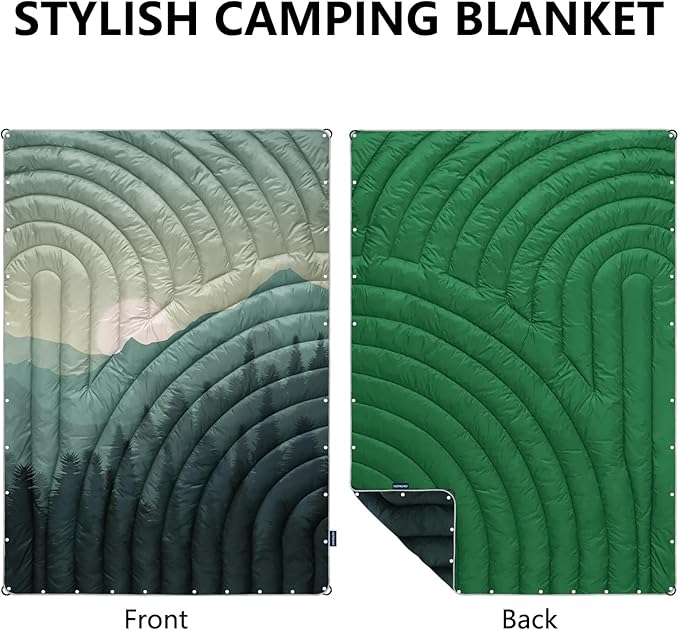 Camping Blanket,Puffy Printed Camping Blanket Lightweight Packable Outdoor Blanket for Camping,Traveling, Stadium, Hiking, Picnics
