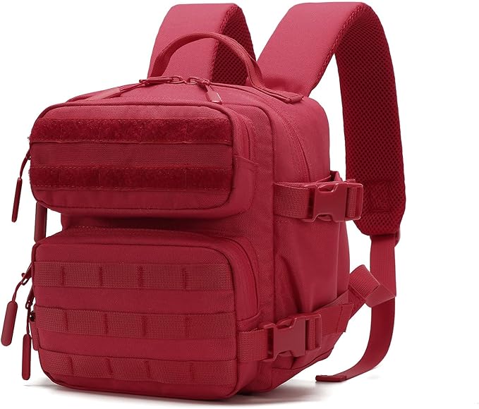9L Mini Tactical Backpack Small Gym Bag Fitness Portable Backpack With Molle System For Hiking, Camping, Traveling, Daily Use (Red)
