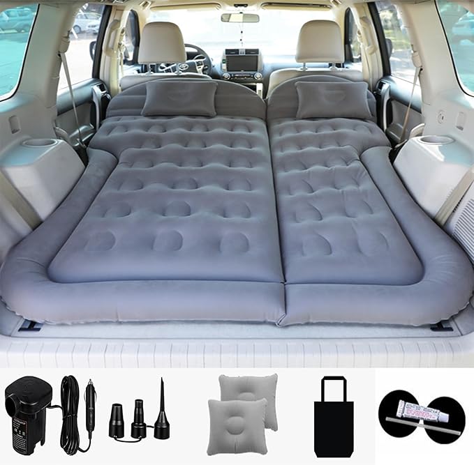 SUV Air Mattress for Car Camping, Inflatable 5.5 Inch Thickened Car Air Bed Mattress, Adjustable Independent Air Mattress with Air Pump for Small/Mid SUV, Minivan, Truck | 400 lb Capacity