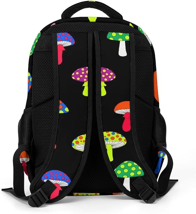 Personalized Business Backpack Cute Trippy Mushrooms, Large Capacity Laptop Backpack with Organized Compartments for Work