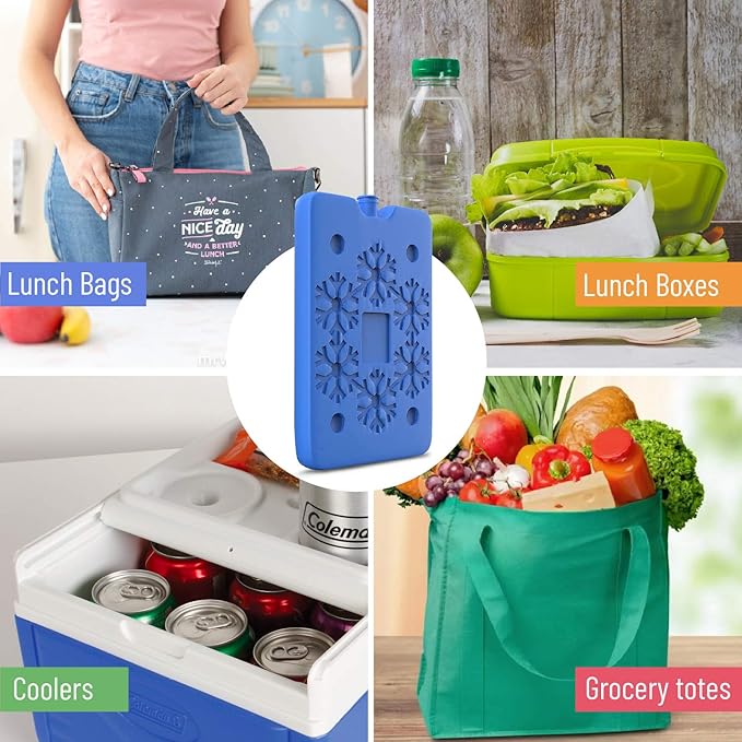 TrekProof Multicolor Lunch Bag Ice Packs, 6-Piece Set, Reusable and Eco-Friendly, Portable and Compact, Ideal for Travel, Camping, Picnics, and School