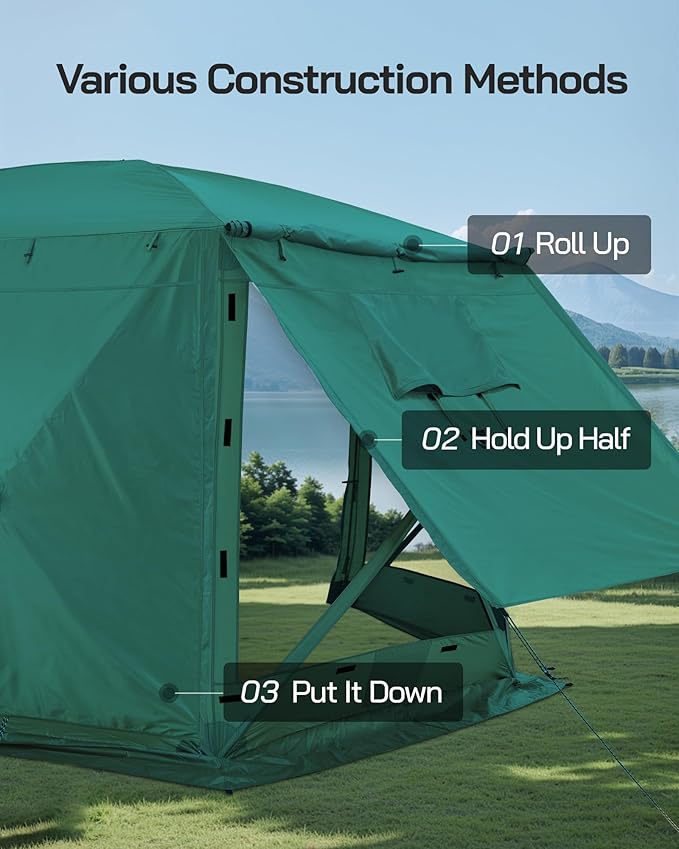Canopy Tent Pop up Canopy Gazebo Tents for Camping 12x12 FT Screen Tent Outdoor Shade Portable Gazebos with Awnings Patio Screen Houses with Sidewalls Family 8 Person 6 Sided Shelter