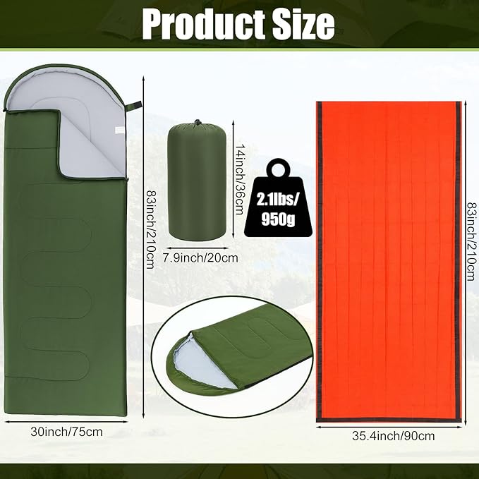 24 Pack Camping Sleeping Bags with Emergency Bivy Sacks – Bulk 4 Season Warm & Cold Weather Waterproof Lightweight Sleeping Bags with Storage Bag for Hiking, Backpacking, Travel, Outdoor