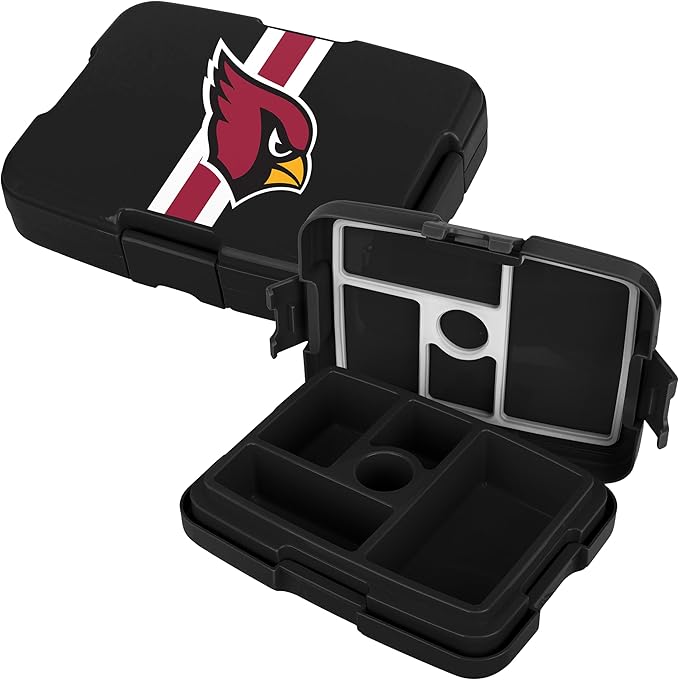 FOCO NFL Unisex-Adult Officially Licensed Team Color Stripe Primary Logo Football Leak Proof 5 Compartment Bento Lunch Box - Arizona Cardinals