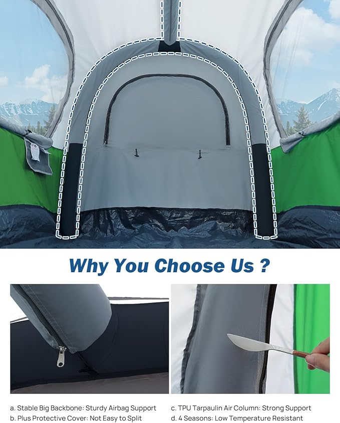 JOYTUTUS Inflatable Truck Bed Tent 5.5-6.5FT with Awning, Includes Air Pump for Quick 30S Setup, Dual-use Pickup or Camping Tent for 2 Person, Truck Tent with Waterproof Roof Shade and 3 Windows
