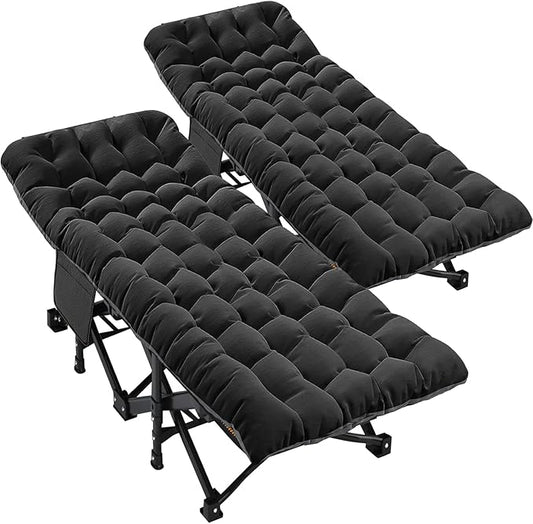 LILYPELLE 2 Pack Folding Camping Cot W/Mattress, 78" L x 32" W x 18" H Cot Bed, Heavy Duty Wide Camping Cot XXL for Adults, Portable Sleeping Cot Bed for Travel Camping/Office, Home Nap