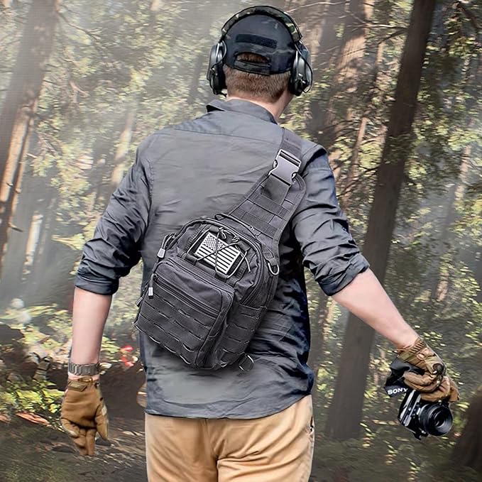 BOMTURN Tactical Backpack-1000D Waterproof Military Backpack/Laser-Cut/CCW Bags Sling Bag Tactical Satchel Shoulder Bag Men