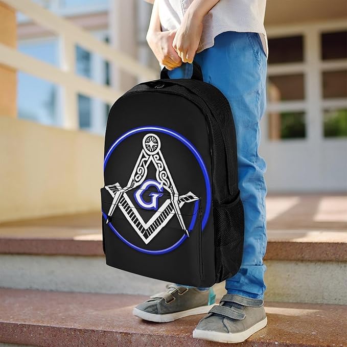 Supdreamc Daypack Bookbag Multipurpose Anti-Theft Big Capacity Carry On Bag, Masonic Faith Hope And Charity Freemason Logo Travel Hiking Camping Rucksack With Padded Straps