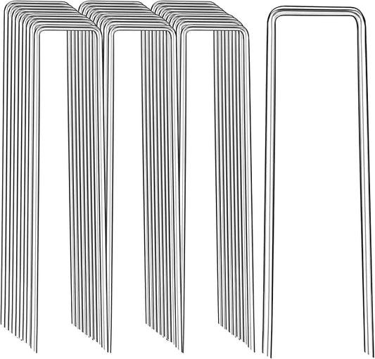 Landscape Staples 12 Inch, 200 Pack 8 Gauge Galvanized Garden Staples U-Shaped Landscape Stakes, Heavy Duty Ground Stakes for Outdoor Decorations, Weed Barrier Fabric, Irigation Tubing, Tent