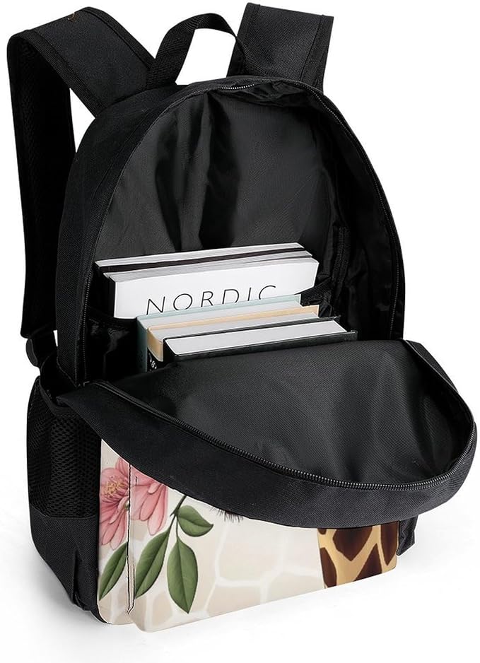 Supdreamc Men Women Lightweight Giraffe Flower Backpack Large Capacity Bookbag With Smooth Zippers for Gym Business Running