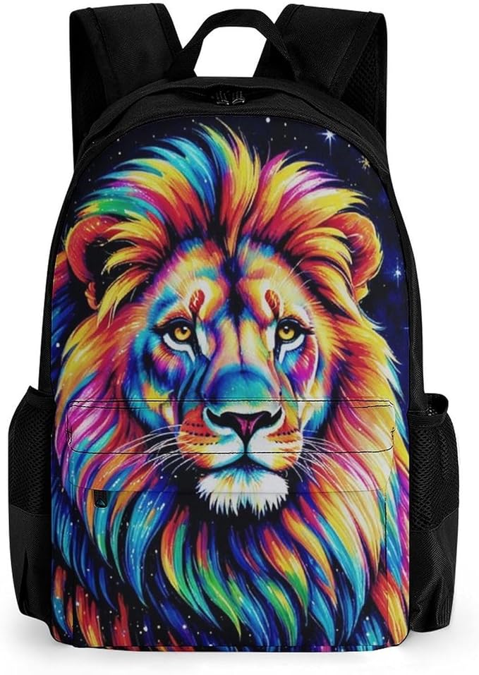 Lightweight Rucksacks for Climbing Outdoors Walking Cycling, Large Capacity Anti-Theft Multipurpose Carry On Bag, Galaxy Lion Art Camping Outdoor Backpack