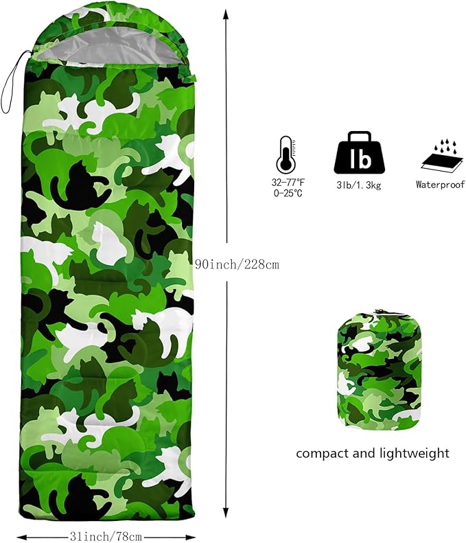 AILONEN Girls Pink Camping Sleeping Bags,Lightweight & Waterproof,3 Season Warm & Cool Weather,Cute Bow Duck Print Sleeping Bags for Kids,Girls,Adults Travelling,Outdoors