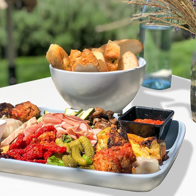 34 Inch Square Folding Table - Resin Square Card Table with Handles, Fold-in-Half, Indoor Outdoor Use for Crafting, Puzzles, Camping, Picnics, Parties and Utility