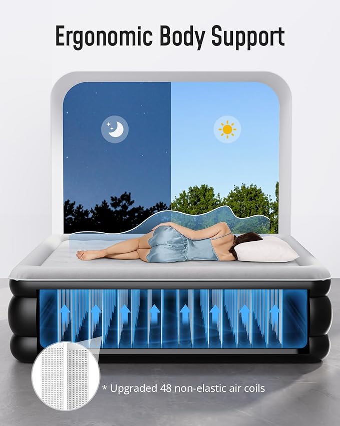 Airefina King Size Air Mattress with Built in Pump, Upgraded 18" Raised King Blow Up Air Mattress 2-4 Persons for Guests & Home, Ideal for Temporary Use, Colchones Inflables Air Bed 800 lbs