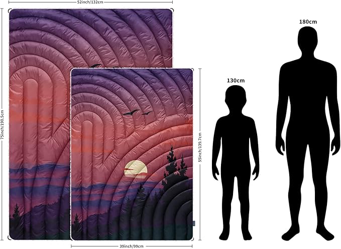 Outdoor Camping Blanket,Warm Thick Camp Blankets with Sherpa Lining Soft Fleece Camping Blanket Puffy Camping Quilt for Cold Weather Traveling, Stadium, Hiking, Picnics