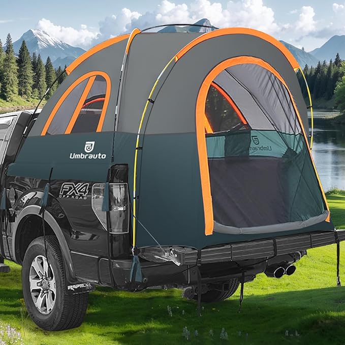 Truck Bed Tent 5.0' ~ 5.2': Easy Set Up Umburato Pickup Truck Tents for Camping, Waterproof PU3000mm Canopy for Truck Camper, Portable, Spacious for 2 Person