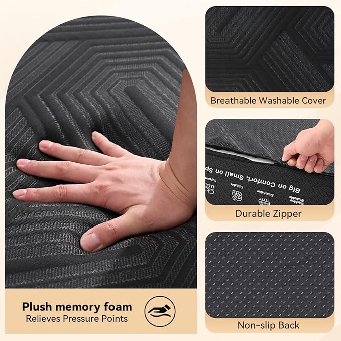 Mattress Topper, 6 Inch Memory Foam Tri-Fold Mattress King, Foldable Bed with Washable Cover, Handles and Non-Slip Bottom for Yoga, Living Room, Camping, 80"x76"x6", Black