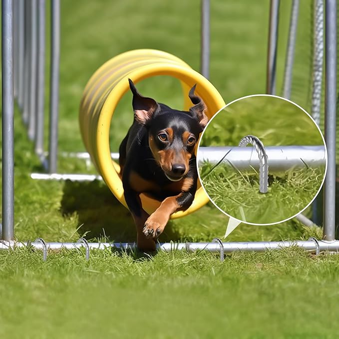 AAGUT 12 Inch Galvanized Rebar Tent Stakes 3/8" J Hook 8 Pack, Chain Link Fence Stakes Canopy Yard Landscape Garden Staples, Heavy Duty Metal Steel Ground Anchors