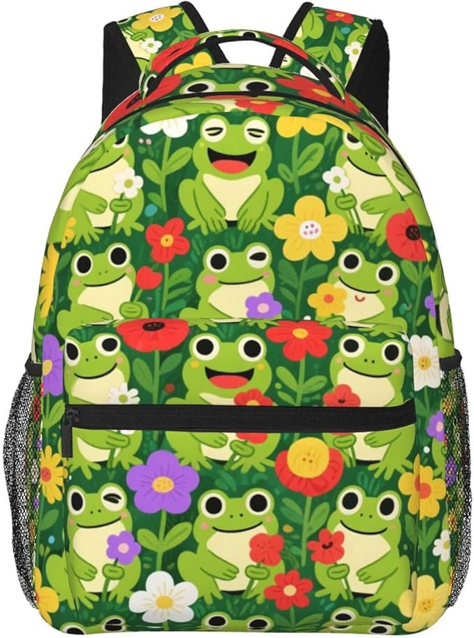 Casual Daypack Multipurpose Anti-Theft Large Capacity Carry On Bag, Frogs Green Colorful Casual Daypack Climbing Shoulder Bag With Padded Straps