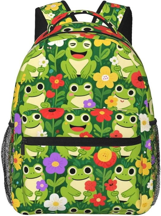Casual Daypack Multipurpose Anti-Theft Large Capacity Carry On Bag, Frogs Green Colorful Casual Daypack Climbing Shoulder Bag With Padded Straps