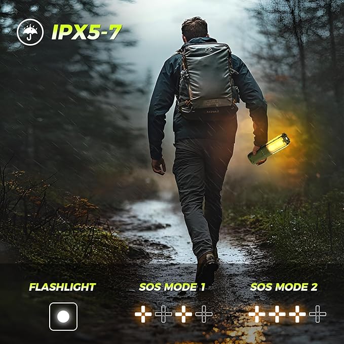 Telescopic Camping Lights Rechargeable 14000 mAh Led Multifunction Magnetic Lanterns Job Site Lighting Cordless Dimmable Camping Tent Lamp Portable Power Supply 6000LM IPX5 Waterproof (Green)