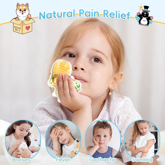 Kids Ice Packs for Boo Boos, 3 Packs Toddler Gel Ice Packs for Injuries Reusable, Hot Cold Compress for Children's Fever Pain Relief, Wisdom Teeth, First Aid, Bumps & Bruises