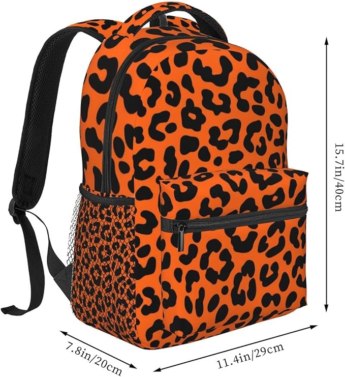 Daypack Anti-Theft Multipurpose Large Capacity Shoulder Bag, Animal Leopard Pattern Travel Hiking Camping Rucksack With Smooth Zippers