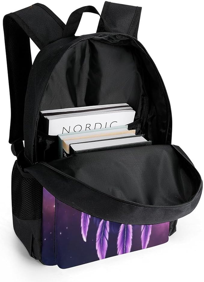 Supdreamc Lightweight Daypack Backpack for Sports Travel Running, Large Capacity Multipurpose Anti-Theft Bookbag, Dream Catcher Wolf Space Fantasy Laptop Backpack Daypack