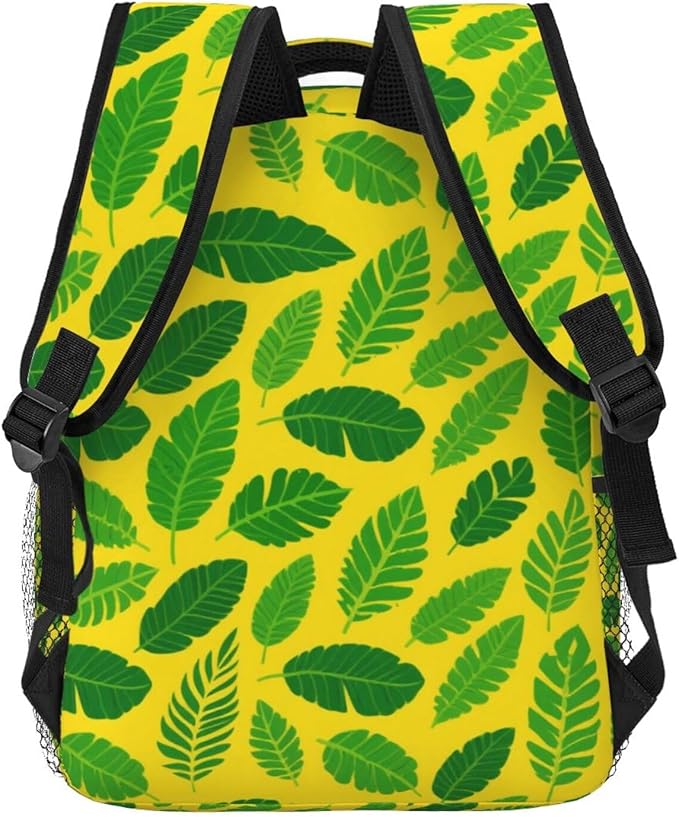 Daypack Lightweight Multipurpose Anti-Theft Banana Leaf Print Shoulder Bag Large Capacity Laptop Book Bag Rucksack With Adjustable Shoulder Straps