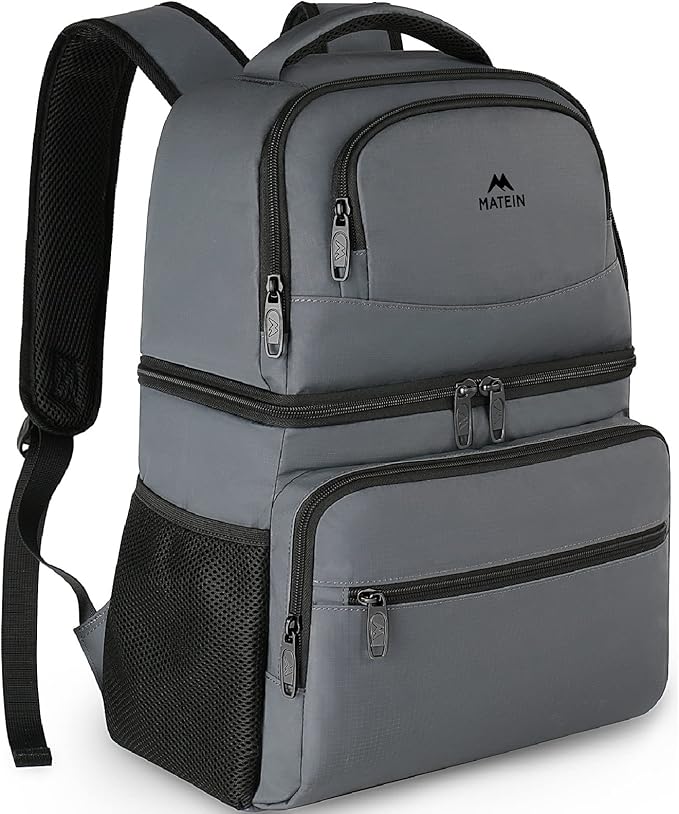 MATEIN Cooler Backpack, 26 Cans Insulated Lunch Backpack for Man Women, Leakproof Double Layer Coolers Bag. Lunch Backpack, 17 inch Insulated Cooler Backpack with USB Charging Port for Women Men