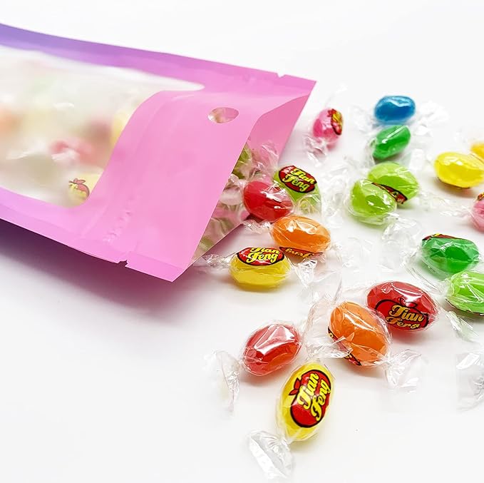100 Pcs Resealable Mylar Bags, Gradient Color Food Storage Bags, Zip Bag Foil Bags Packaging Pouch for Food Storage, Sample, Small Business (Pink Purple, 4.7 X 7.1 Inch)