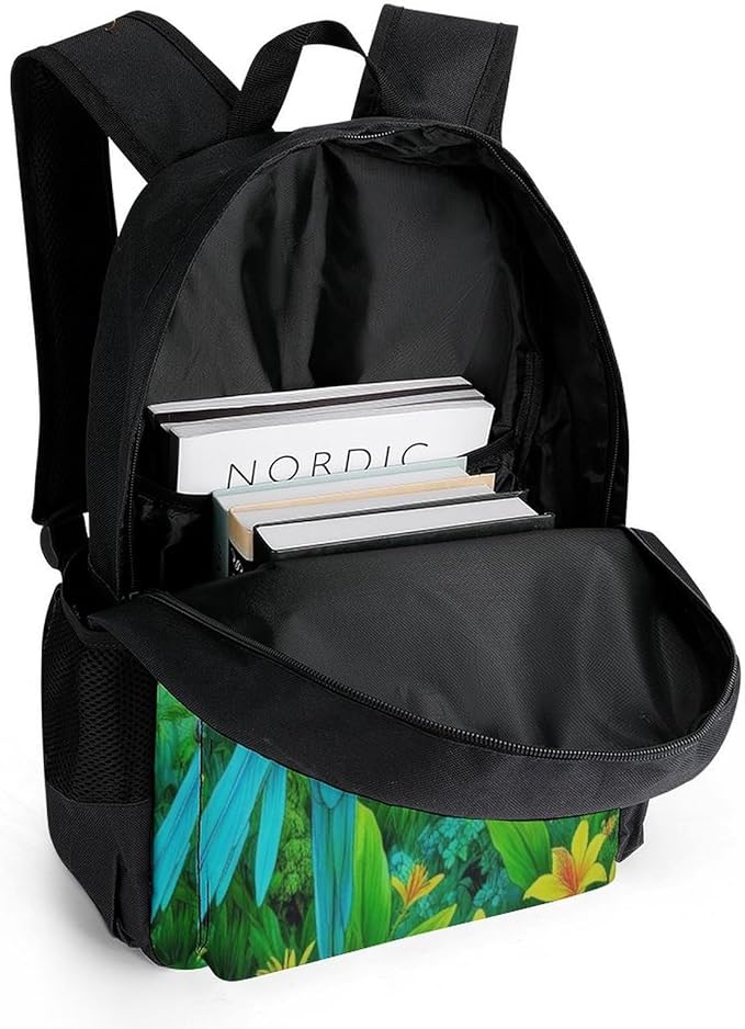 Supdreamc Polyester Daypack Backpack for Sports Travel Running, Big Capacity Anti-Theft Multipurpose Carry On Bag, Parrots Spirit Art Laptop Book Bag Rucksack