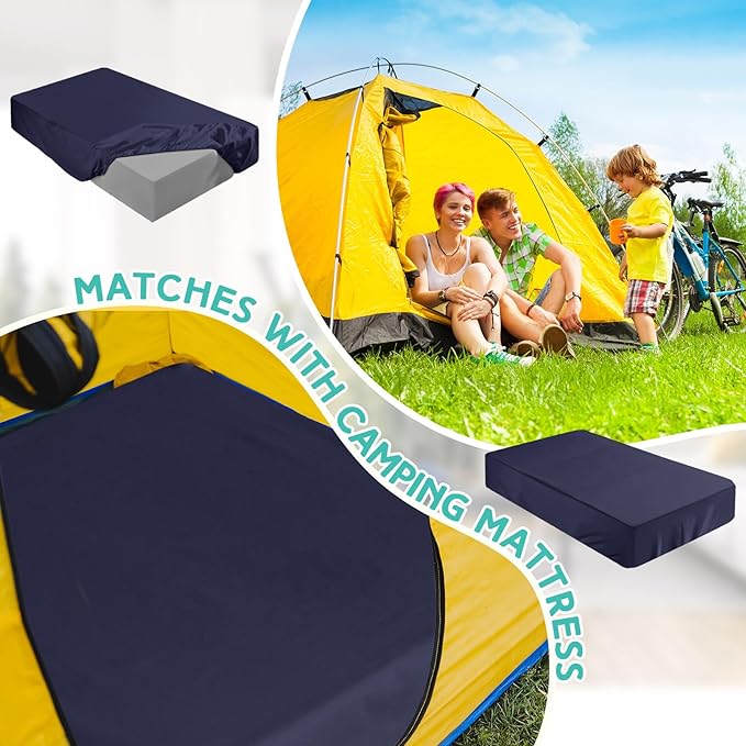 Breling Fitted Sheet (Sheet Only) Compatible with Milliard Trifold Mattress Folding Mattress Fitted Microfiber Bedclothes for Camp Bunk Rvs Bed(Navy Blue,2 Pcs,Full,4'')