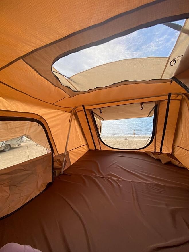 Takao Hardshell Roof Top Camp Tent - Khaki for Cars Trucks SUVs Fits 4 Person