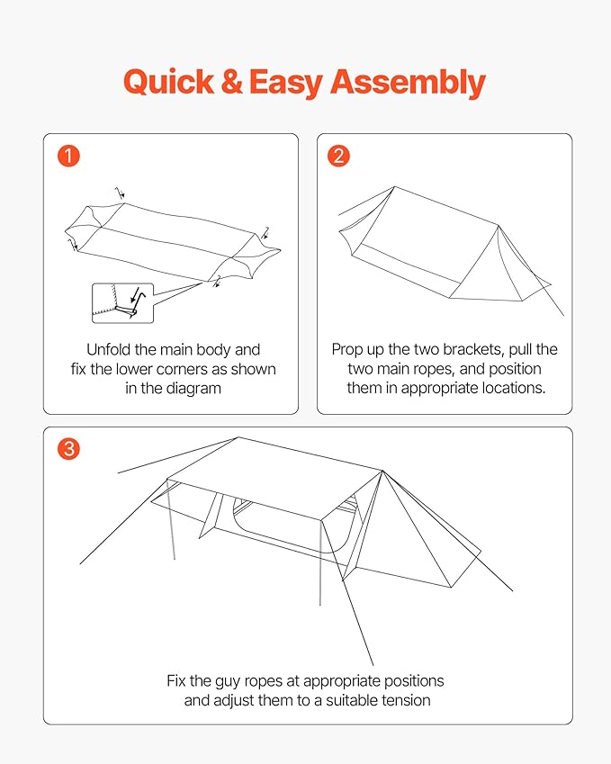 VEVOR Hot Tent, Camping Tipi Hot Tents with Stove Jack, Portable Winter Camping Tents with Snow Skirt, Easy Setup, Waterproof 4 Season Shelter Tents for Fishing Backpacking
