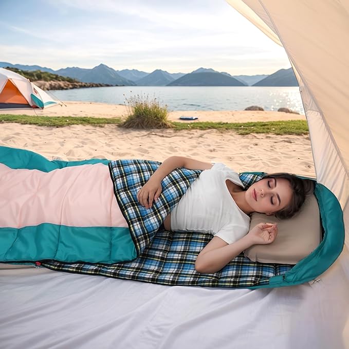 Cotton Flannel Liner Sleeping Bag for Adults Teens Kids, Cold Weather &Warm, 3 Seasons, Lightweight Compact Camping Essentials Equipment, Hiking, Outdoor, Travel