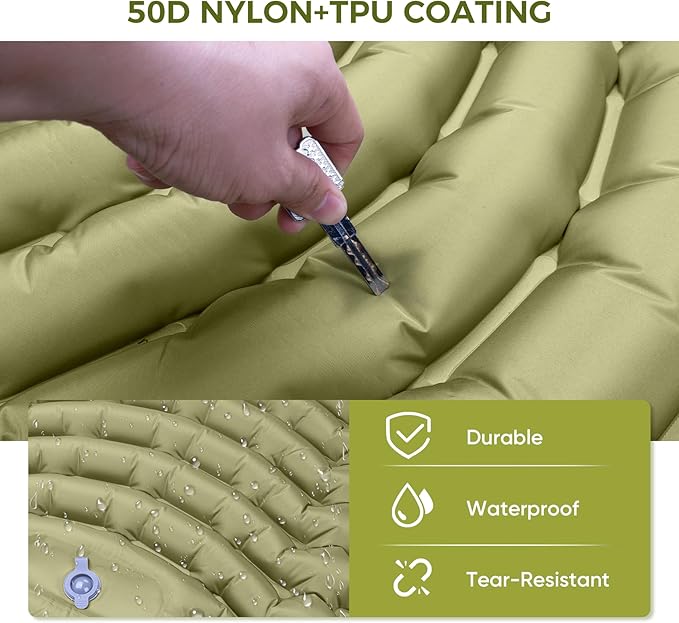 Sleeping Pad for Camping,Lightweight Camping Mattress with Built-in Pillow, Foot Pump, Compact and Portable Inflatable Mat, Ideal for Outdoor Camping Gear, Backpacking, Hiking(Solo)