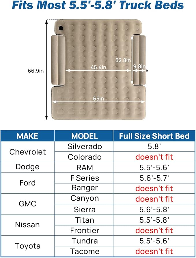 JOYTUTUS Portable Truck Bed Tent with Rainfly+JOYTUTUS Truck Bed Mattress for 5.5-5.8Ft