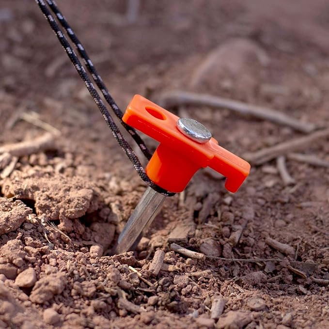 12-Piece Galvanized Steel Tent Pegs - Orange Garden Stakes