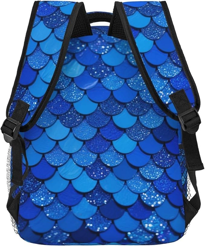 Backpack Anti-Theft Multipurpose Large Capacity Carry On Bag, Blue Scale Art Camping Outdoor Backpack With Side Pockets