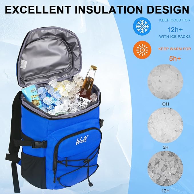 WOLT Cooler Backpack,24 Cans Insulated Backpack Cooler Leakproof,Lightweight Soft Cooler Bag,Camping Cooler,Large Capacity Beach Cooler,Waterproof Travel Cooler Lunch Backpack for Hiking