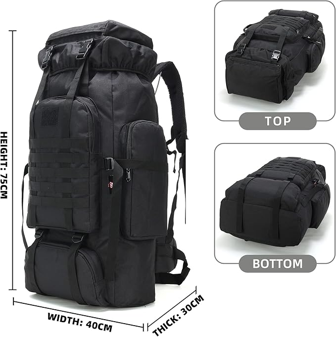 King'sGuard 70L Camping Hiking Backpack for Men Women Large Military Tactical Backpack Molle Rucksack Backpack for Outdoor