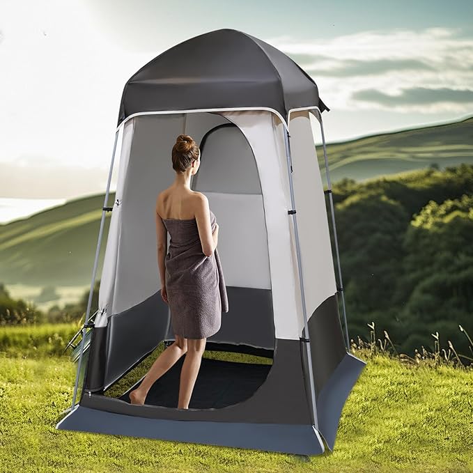 Shower Tent for Camping Outdoor Privacy Tent 63 * 63 * 94.5" Spacious Camping Changing Tent Dressing Room Portable Toilet Tent Camping Privacy Shelter Instant Outdoor Rain Shelter (Coffee Brown)