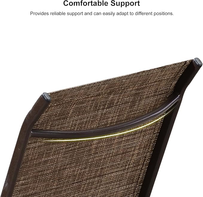 PURPLE LEAF Outdoor Chaise Lounge Chair Set of 3 Patio Pool Lounger Aluminum Chairs with Side Table and Wheels Adjustable Tanning Recliner for Outside Backyard Yard Deck Balcony Beach Brown
