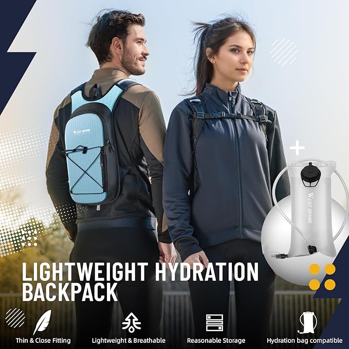 Hydration Backpack with 2L TPU Water Bladder, Lightweight Hiking Water Backpack, Running Hydration Pack for Cycling Climbing Camping Rave, Hydropack for Men Women