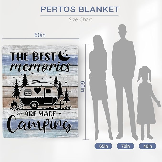 Camping Gifts for Women Men, Camping Blanket, Camper Decor, Camping Essentials Soft Throw Blanket for Couch Bed Sofa 60" X 50"